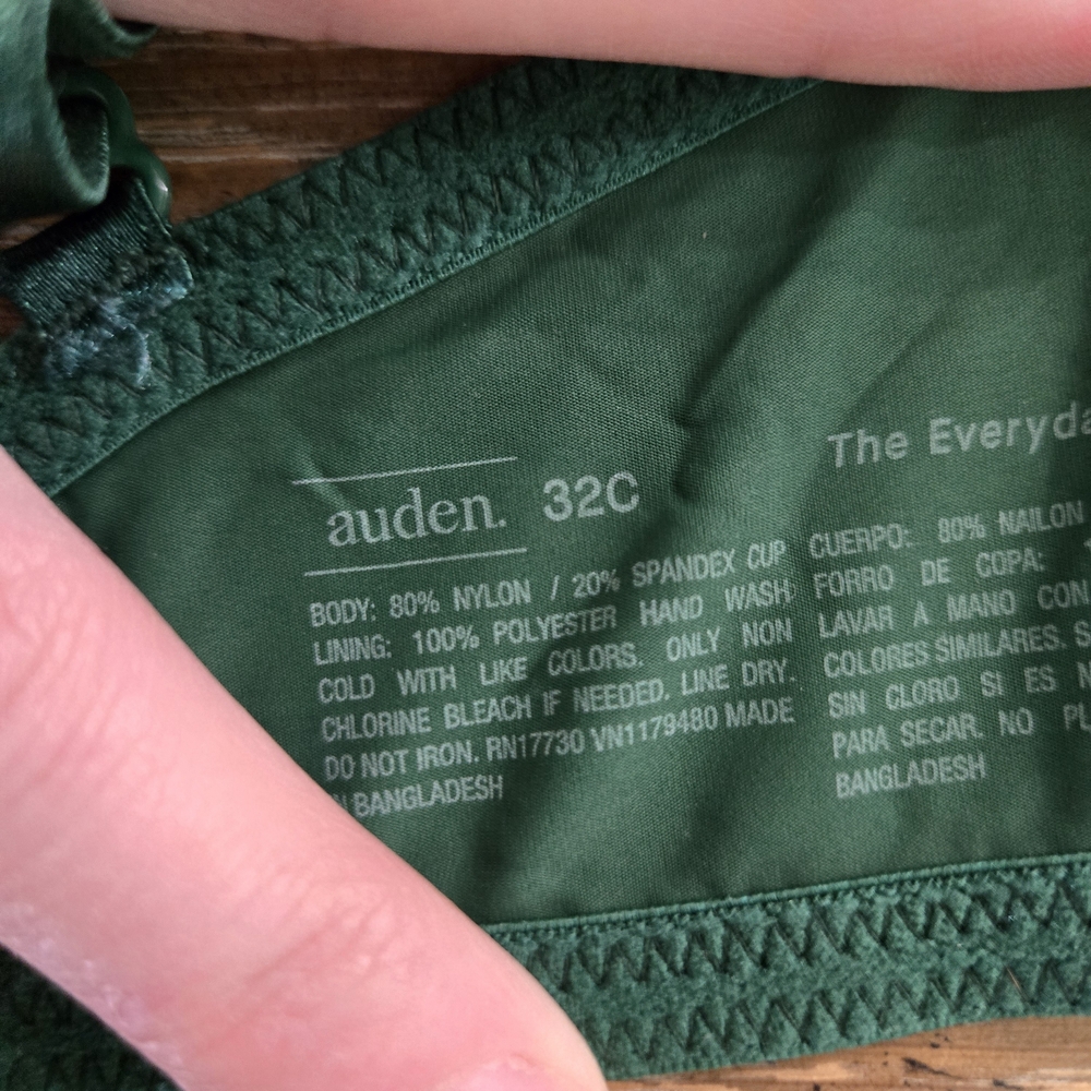 Auden Everyday T-Shirt Bra 32C Green Underwire Lightly Worn - Picture 4 of 4